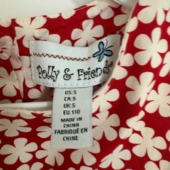 Floral Red and White Sleeveless Girls Party Dress - Picture 4 of 5
